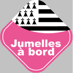 bébés à bord jumelles bretonnes -10cm - Sticker/autocollant