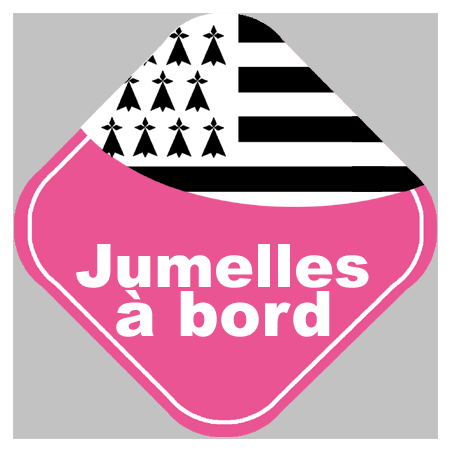 bébés à bord jumelles bretonnes (10x10cm) - Autocollant(sticker)