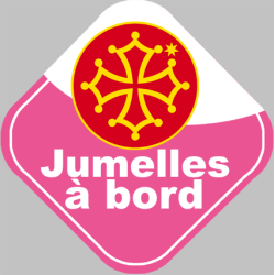 bébé à bord jumelles Occitanes - 10cm - Sticker/autocollant