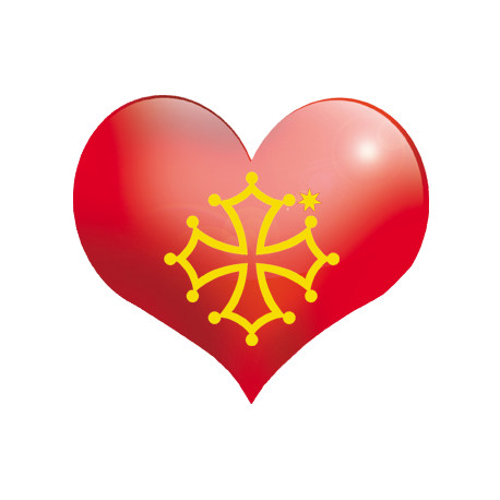 Coeur Pays Occitanie - 11.5X10cm - Autocollant(sticker)