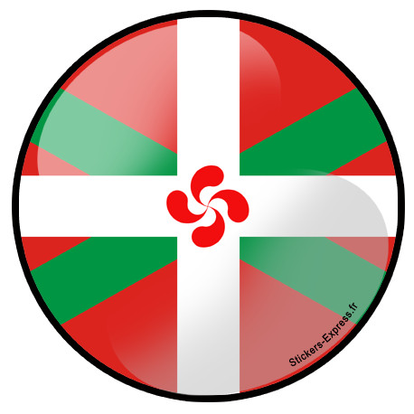 Drapeau croix basque rond - 15cm - Autocollant(sticker)