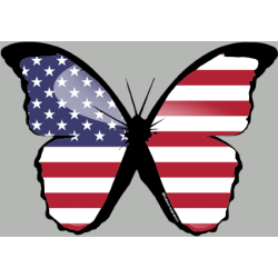 effet papillon USA - 15x10.5cm - Sticker/autocollant