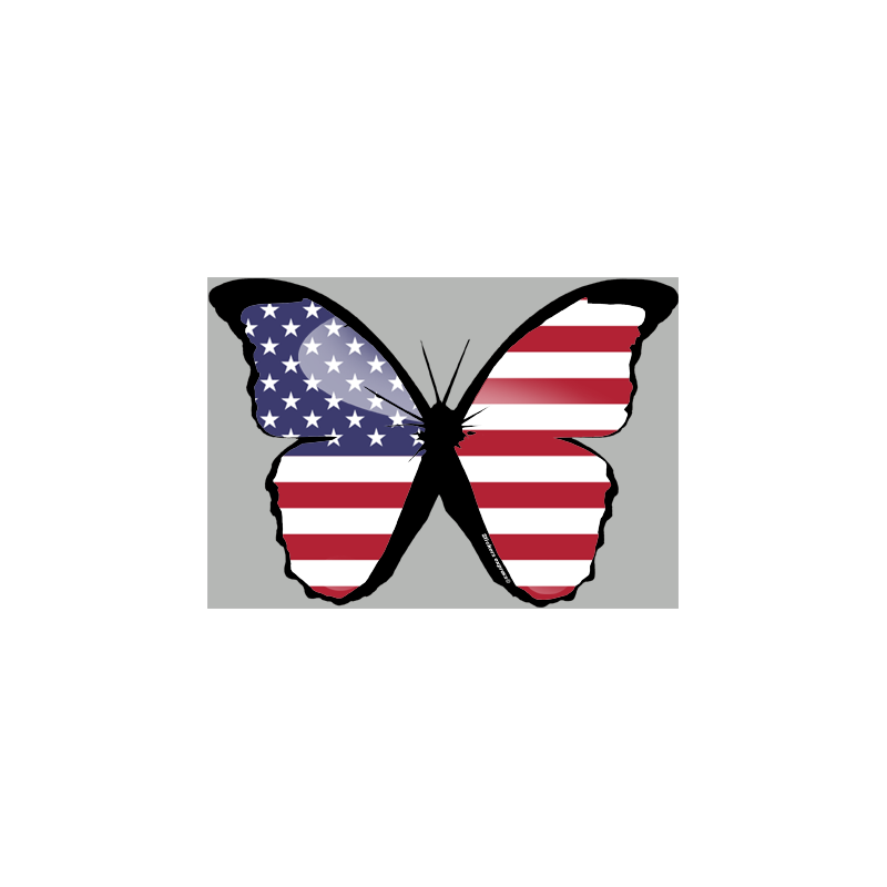 effet papillon USA - 15x10.5cm - Sticker/autocollant