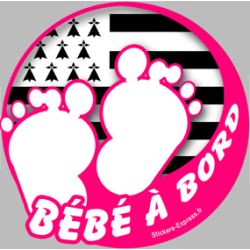 bébé à bord bretonne fille - 10cm - Sticker/autocollant