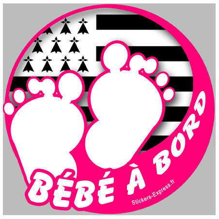 bébé à bord bretonne fille - 10cm - Sticker/autocollant