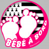 bébé à bord bretonne fille - 10cm - Autocollant(sticker)