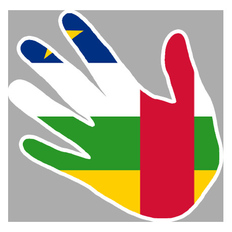 Autocollant (sticker): drapeau Republique Centrafrique main