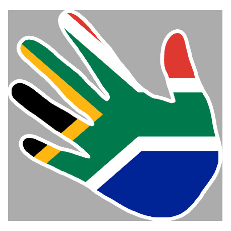Autocollant (sticker): drapeau South Africa main