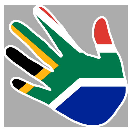 Autocollant (sticker): drapeau South Africa main