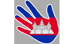 Autocollant (sticker): drapeau Cambodge main