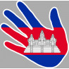 Autocollant (sticker): drapeau Cambodge main
