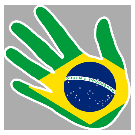 Autocollant (sticker): drapeau Bresil main