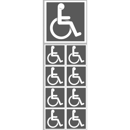 handicap moteur gris - 1 sticker 10cm / 8 stickers 5cm - Sticker/autoc