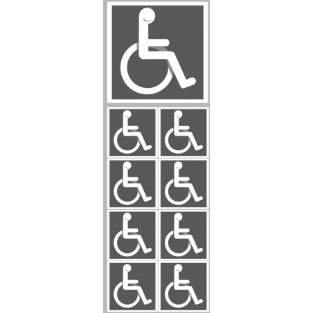 handicap moteur gris - 1 sticker 10cm / 8 stickers 5cm - Autocollant(sticker)