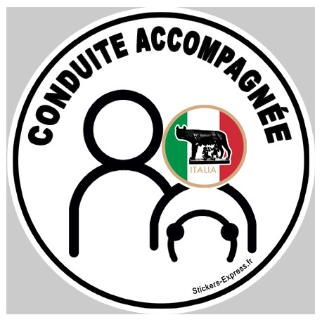 Autocollant (sticker): conduite accompagnee Italien