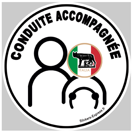 Autocollant (sticker): conduite accompagnee Italien