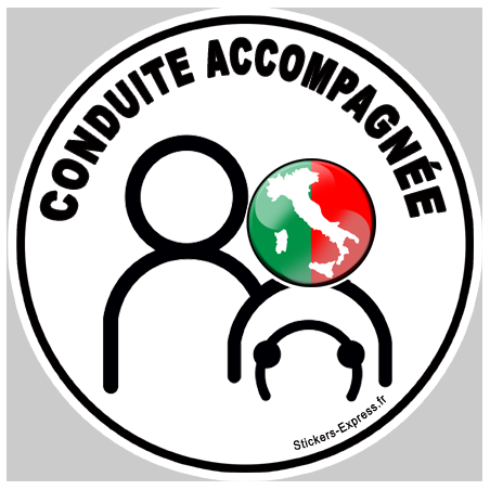 Autocollant (sticker): conduite accompagnee Italien 2