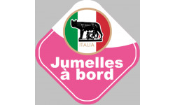 bébé à bord jumelles Italienne  - 10cm - Autocollant(sticker)