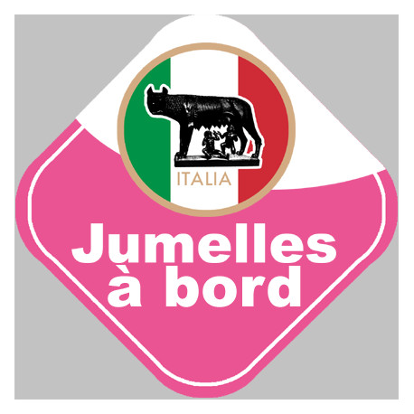 bébé à bord jumelles Italienne  - 10cm - Autocollant(sticker)