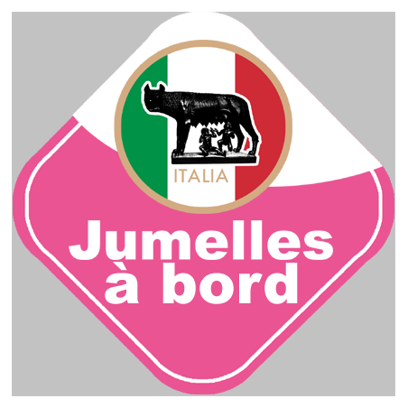 bébé à bord jumelles Italienne  - 10cm - Autocollant(sticker)