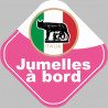 bébé à bord jumelles Italienne  - 10cm - Autocollant(sticker)