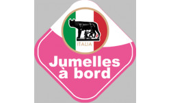 bébé à bord jumelles Italienne  - 10cm - Autocollant(sticker)