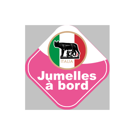 bébé à bord jumelles Italienne  - 10cm - Sticker/autocollant