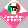 bébé à bord jumelles Italienne  - 10cm - Sticker/autocollant