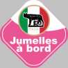 bébé à bord jumelles Italienne  - 10cm - Autocollant(sticker)