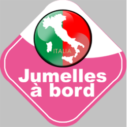 bébé à bord jumelles d'origine Italienne - 15x15cm - Sticker/autoco