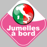bébé à bord jumelles d'origine Italienne - 15x15cm - Sticker/autoco