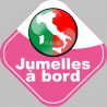 bébé à bord jumelles d'origine Italienne - 15x15cm - Autocollant(sticker)