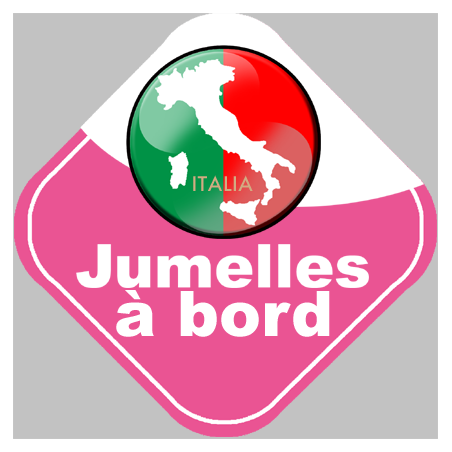 bébé à bord jumelles d'origine Italienne - 15x15cm - Sticker/autoco