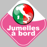 bébé à bord jumelles d'origine Italienne - 15x15cm - Sticker/autoco