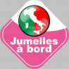 bébé à bord jumelles d'origine Italienne - 15x15cm - Autocollant(sticker)