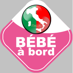 bébé à bord d'origine Italienne - 15x15cm - Sticker/autocollant