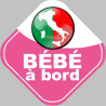 bébé à bord d'origine Italienne - 15x15cm - Sticker/autocollant