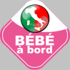 bébé à bord d'origine Italienne - 15x15cm - Sticker/autocollant