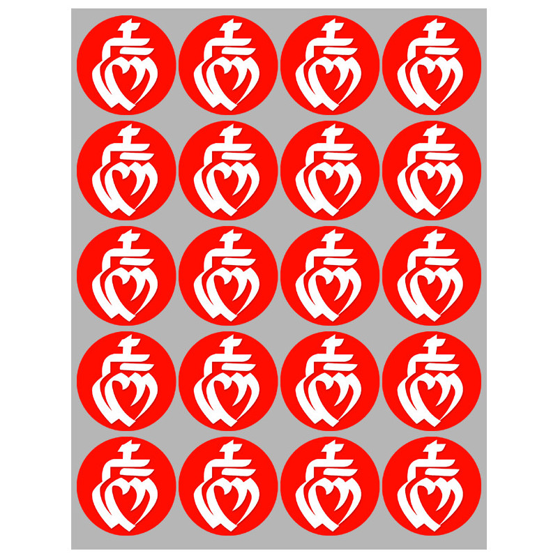 Vendée blanc sur fond rouge - 20fois 5cm - Sticker/autocollant